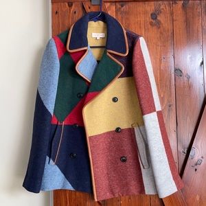 Tory Burch color block Pea Coat